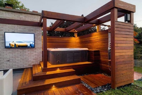 Stunning Wood Decking Hot Tub