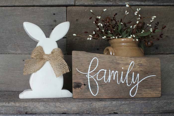 Wood And Burlap Easter Display