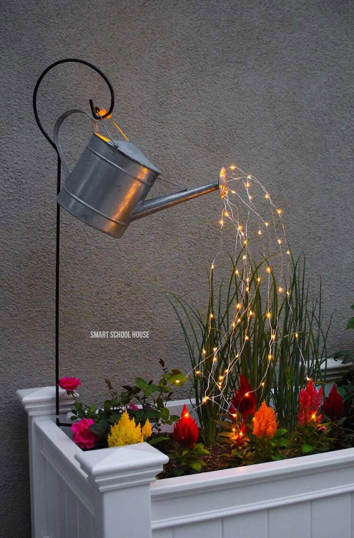 Illuminated Watering Can Garden Display