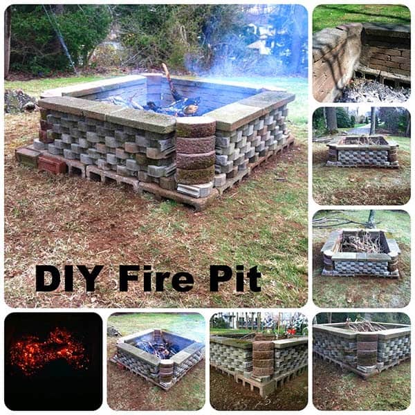 Big Fire Pit Made Of Cinder Blocks