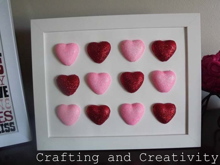 Adorn Your Wall with Framed Glitter Foam Hearts