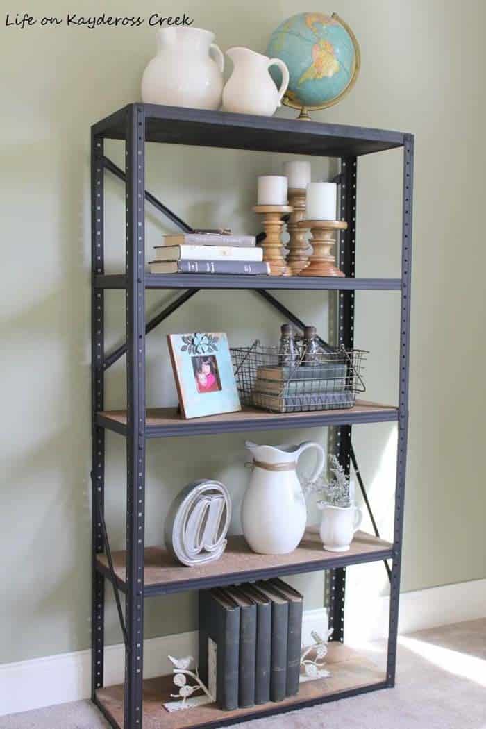 Industrial Look Using Metal Shelving & Wood Planks