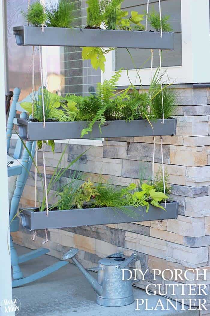 Tiered Metal Gutter Planter for Porch Decor