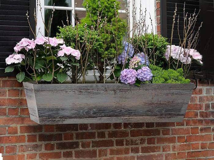 Plastic Window Box Planter with a Distressed Wood Look