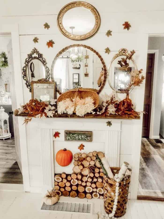 Get a Polished Look with White Faux Fireplace with Logs