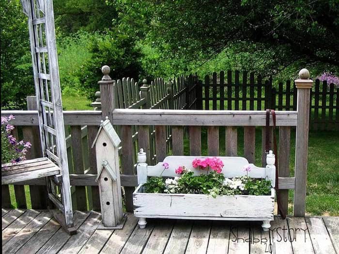 Repurposed Headboard Planter Idea