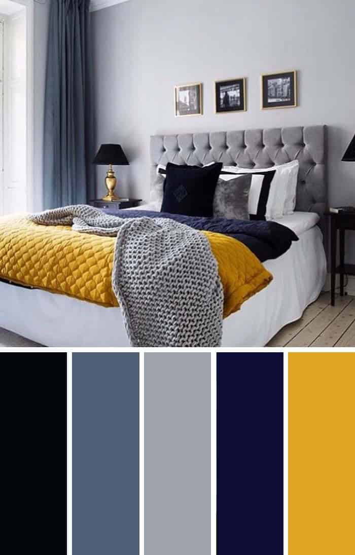 Yellow, Gray and Navy Blue