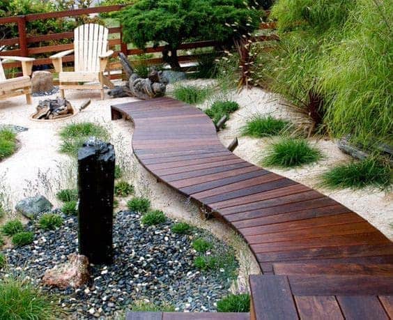 Raised Garden Path From Wooden Slats