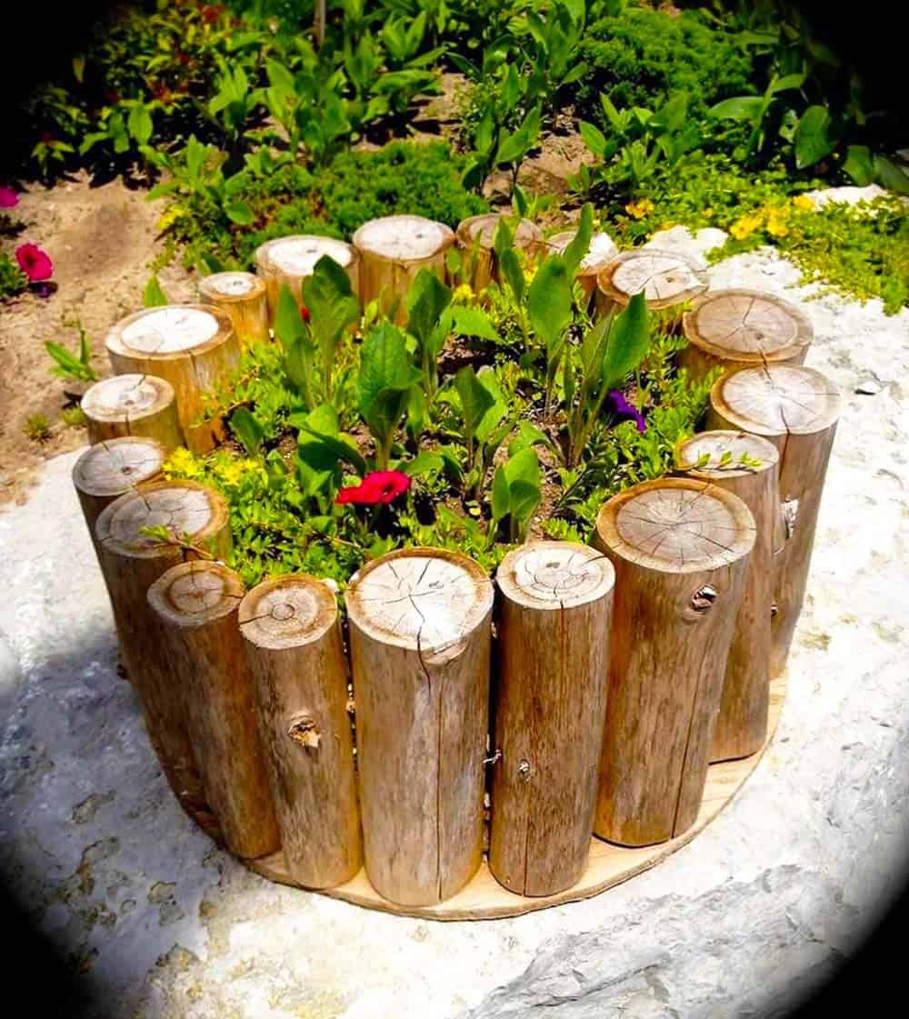 Rustic Log Planter