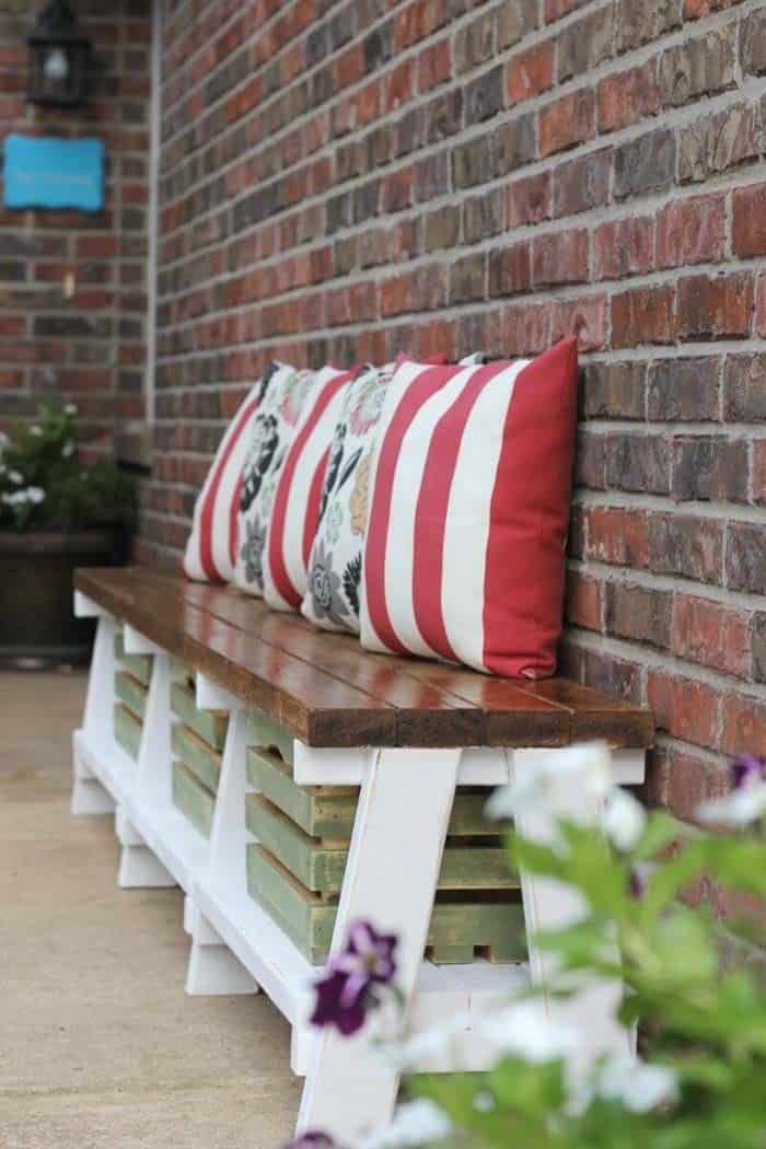 Sawhorse Leg Storage Bench