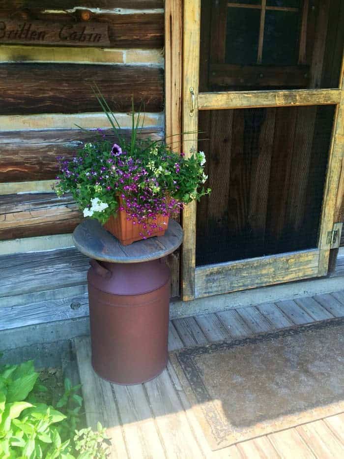 Vintage Milk Jug Flower Table