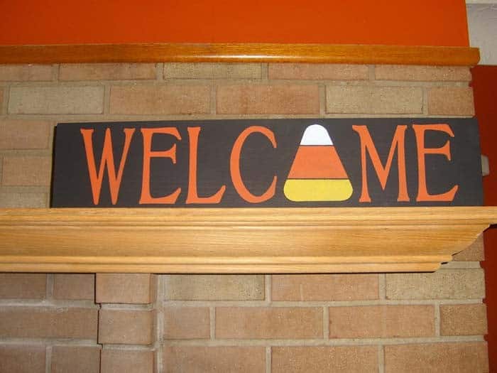 Welcome Guests with a Rustic Candy Corn Sign