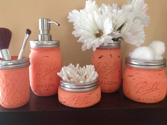 Mason Jar Painted Bath Set