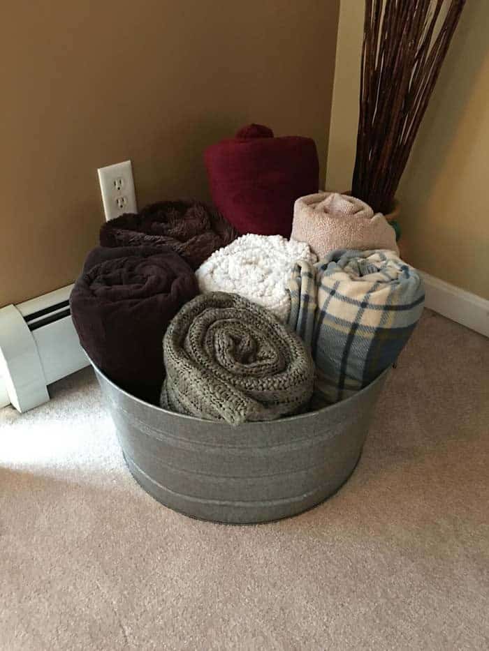 Store Towels and Blankets with Galvanized Buckets