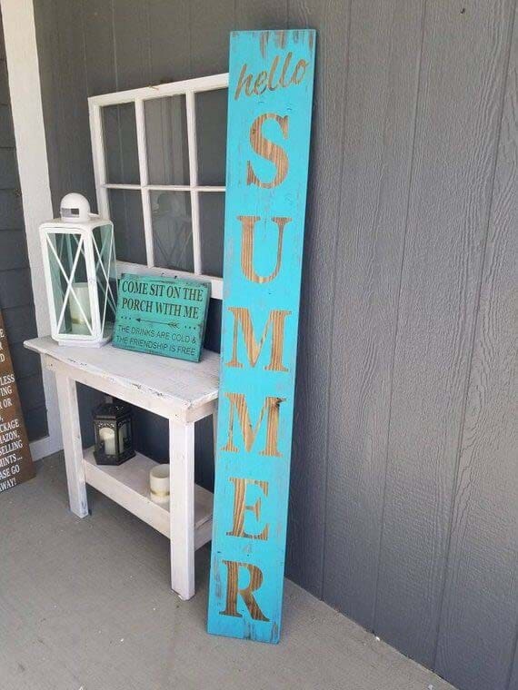 Invite Summer with a Bright Blue Farmhouse Sign