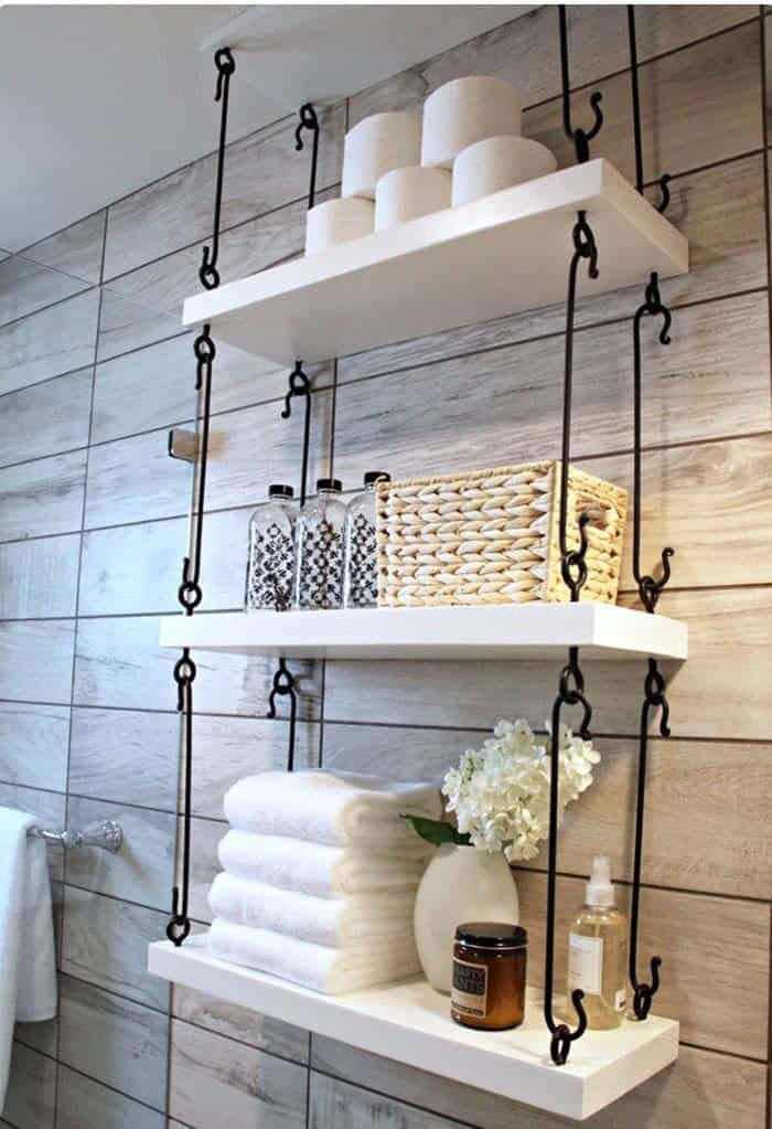 Dark Hardware Adds Farm Flair To White Shelves