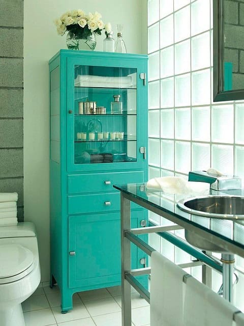 Update Your Bathroom Cabinet with Turquoise