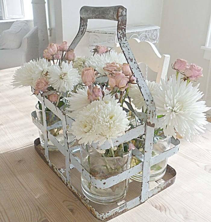 Shabby Chic Floral Milk Crate Centerpiece