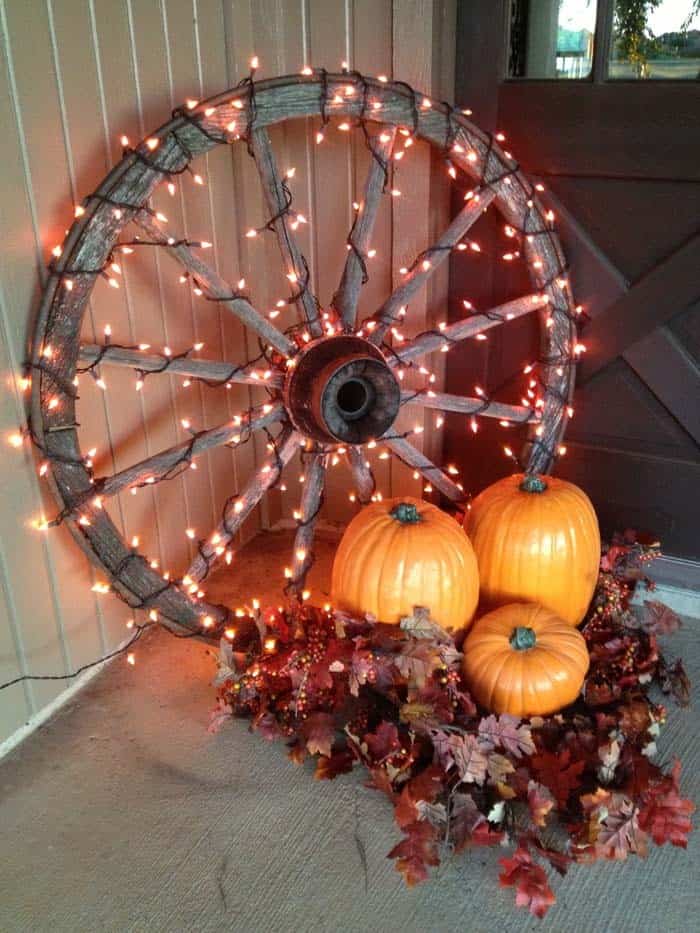 Illuminate Your Home with Rustic Lighted Wagon Wheel