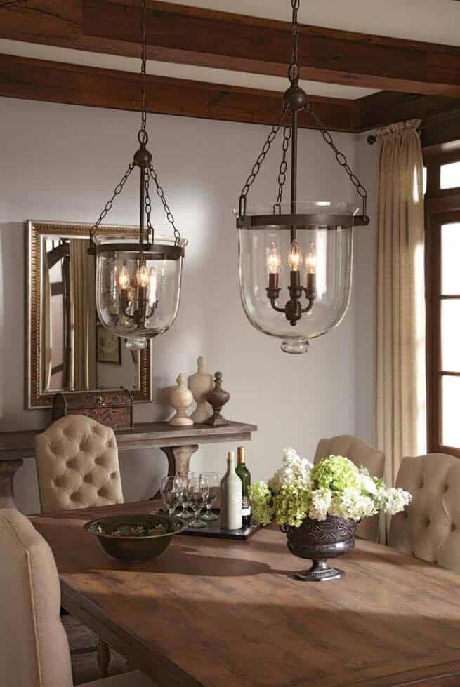 Three-Bulb Bell Jar Chandeliers