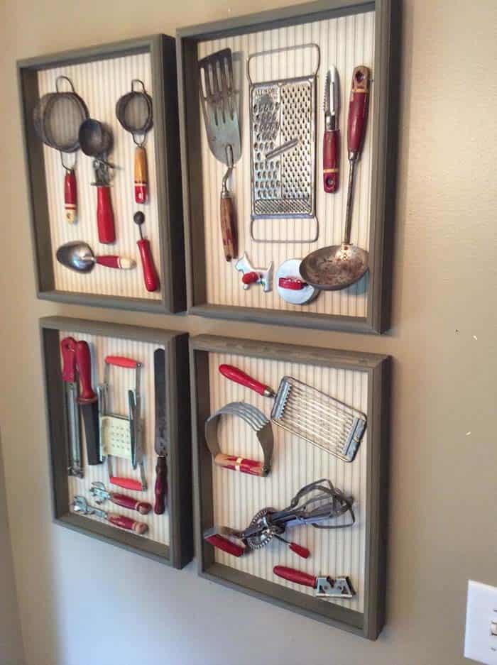 Vintage Kitchen Utensil Shadowboxes