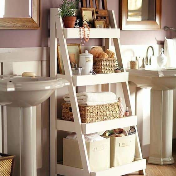 Get Creative with a Ladder Bathroom Storage