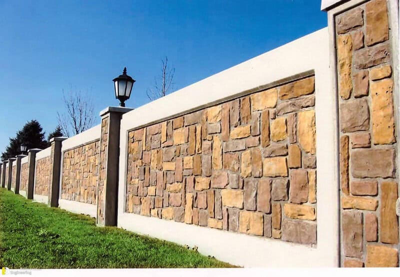 Stucco Fence With Precast Concrete