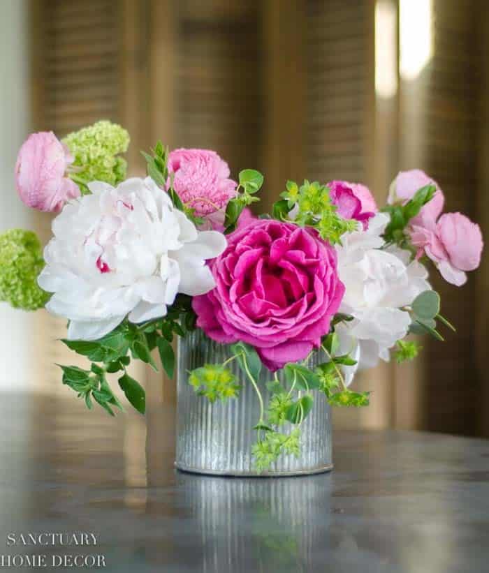 Build a Bouquet in a Galvanized Bucket