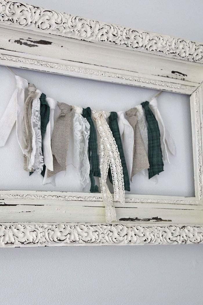 Display Vintage Fabric Strips in Ornate Frame