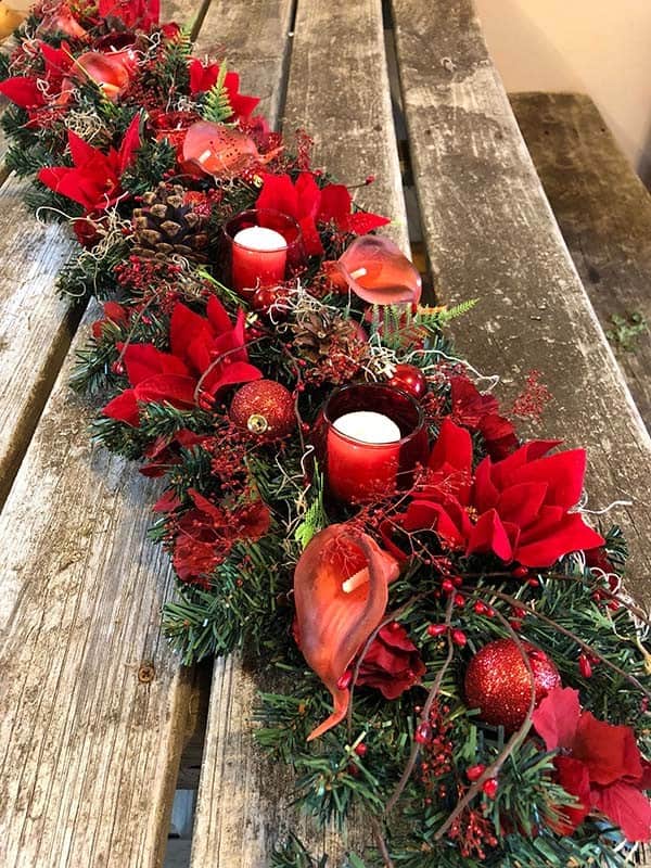 Liven Up Your Table Garland with Red Faux Leaves