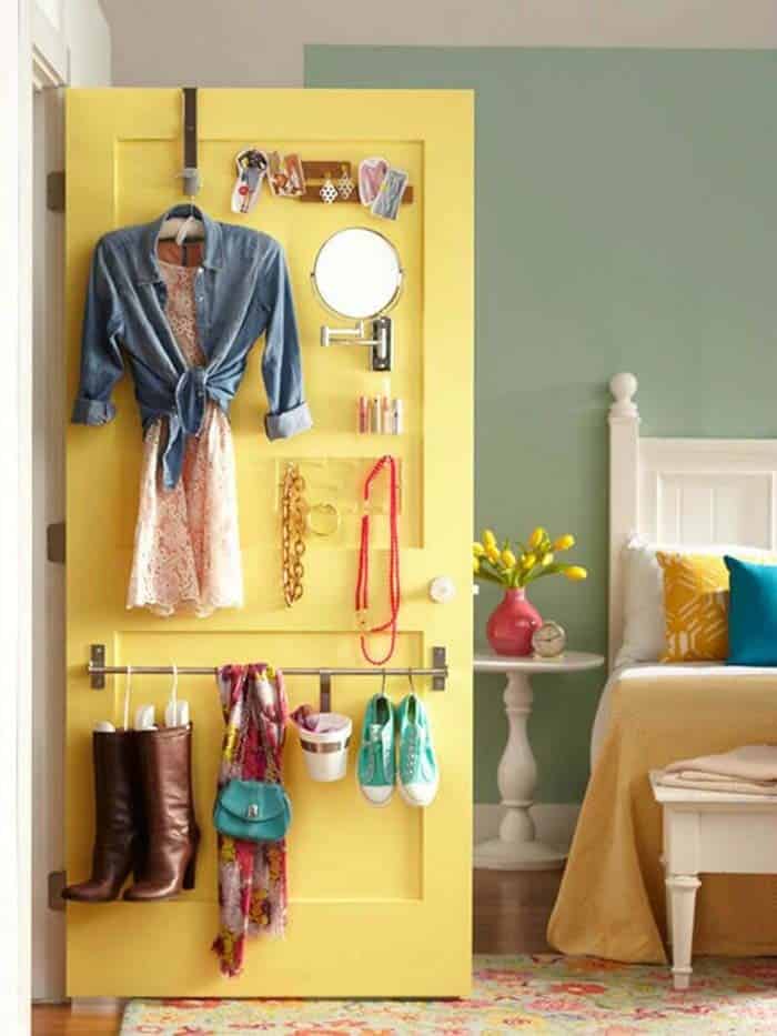 Maximize Bedroom Door Storage with Hooks