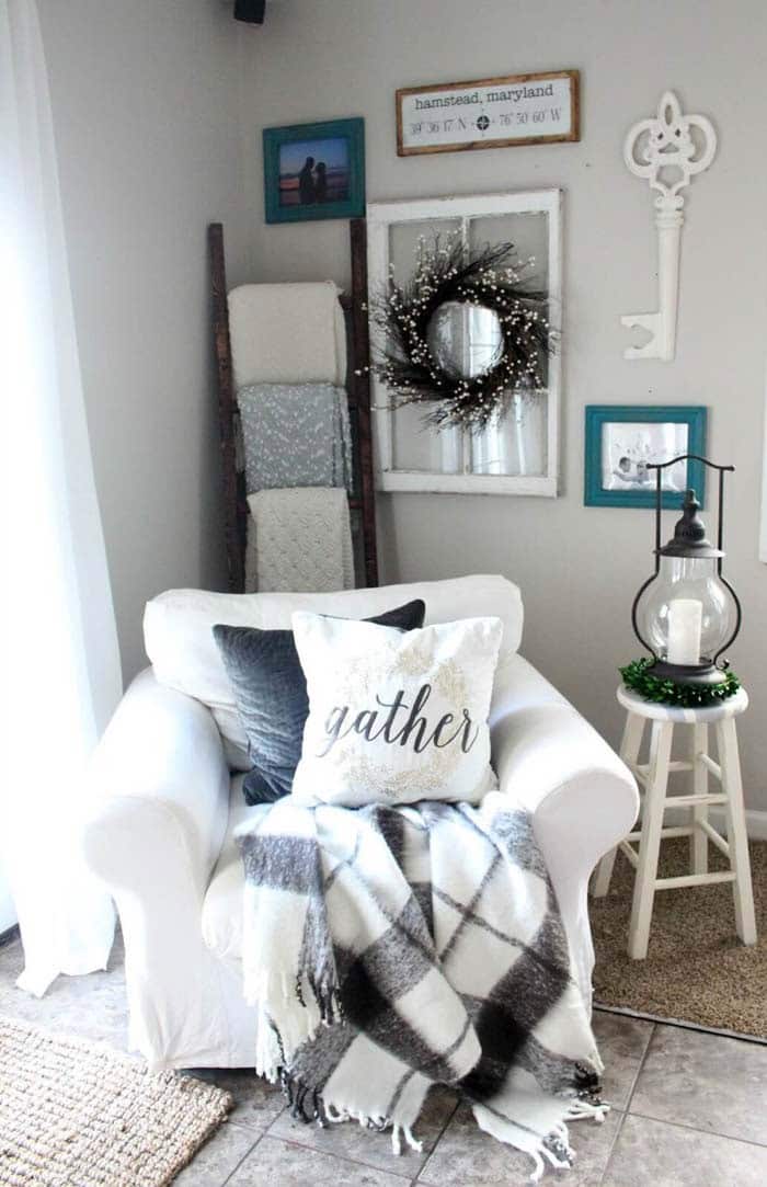 Spruce Up Decor with Armchair and a Corner Quilt Display