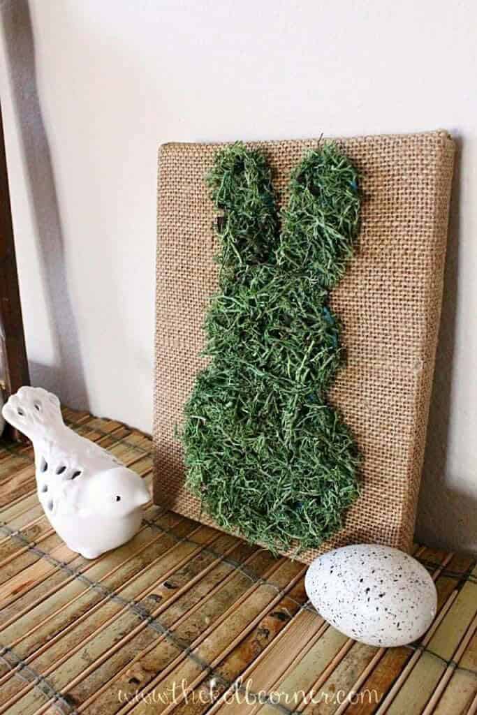 Spring Bunny Art With Moss And Burlap