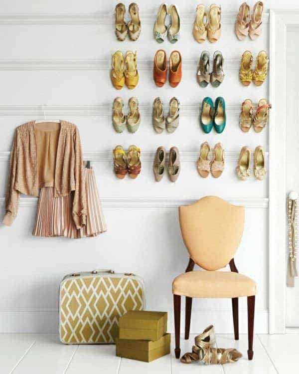 Add Intrigue to Your Wall with a Stylish Shoe Storage Rack