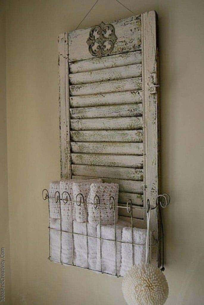 Repurposed Farmhouse Shutter Storage