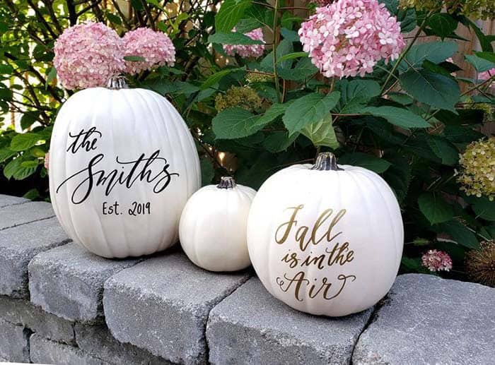 Brighten Outdoors with Personalize White Pumpkins