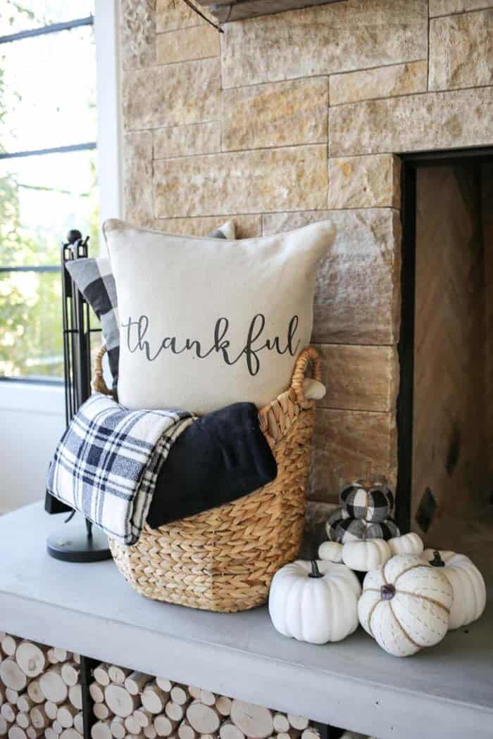 Enhance Seasonal Decor with a White Thankful Pillow