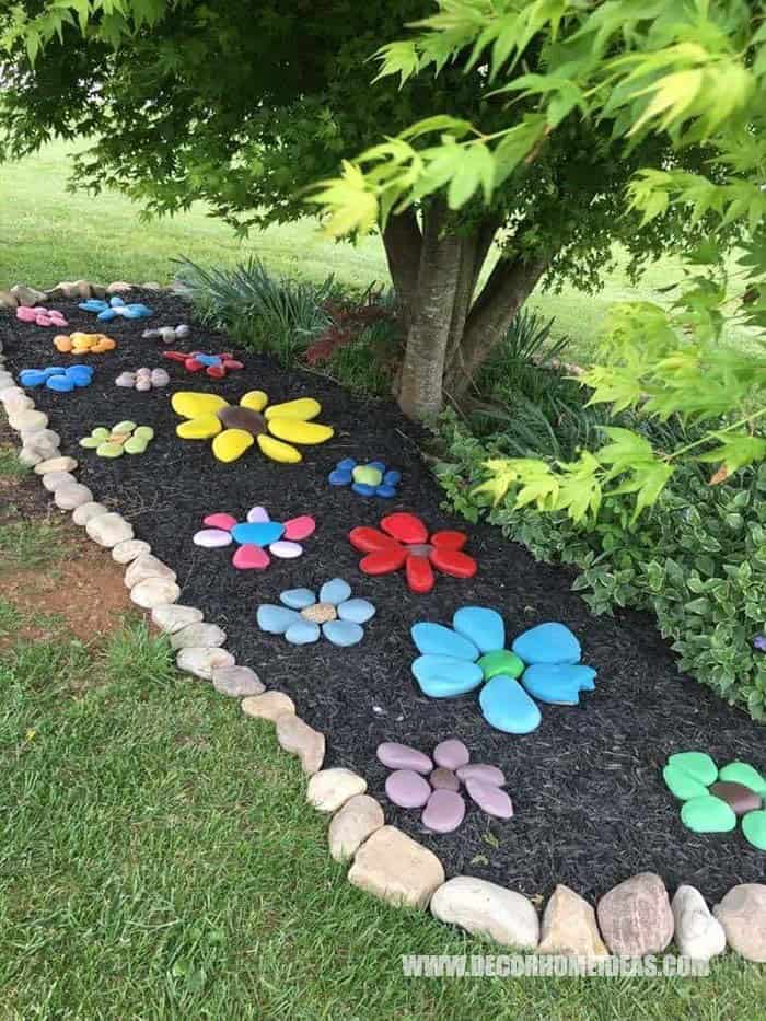 Make Colorful Flower Rocks for Garden Decor