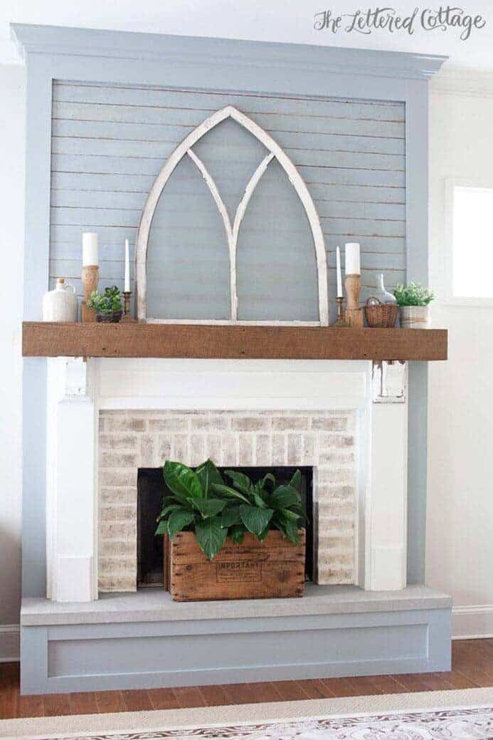 Accent Your Fireplace Mantel with a Vintage Window Frame