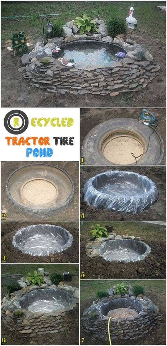 Upcycle a Tractor Tire into an Attractive Pond