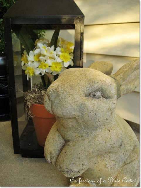 Add an Easter Touch to Your Porch with a Big Stone Bunny