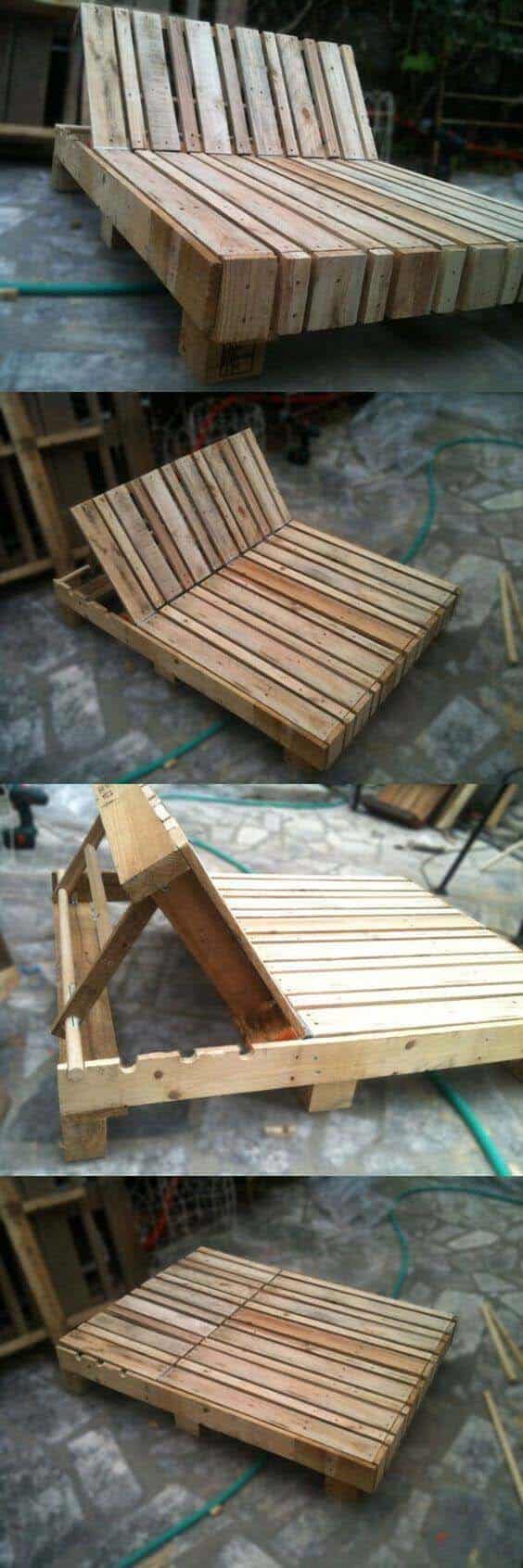 Adjustable Wide Recliner with Pallet Boards and Dowel Rods