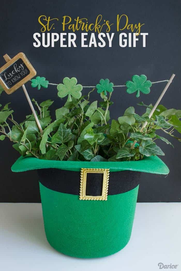 Transform a Hat into a St. Patrick’s Day Planter Decor