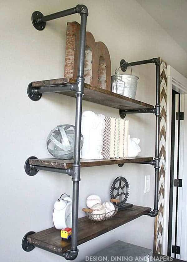 Classic Industrial Bookshelf From Plumbing Hardware