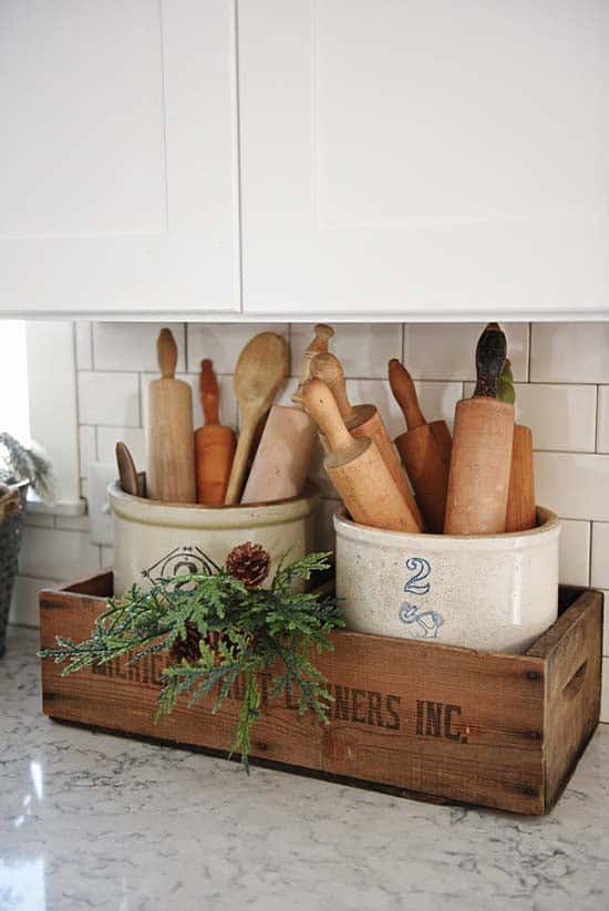 Upcycle an Old Crate to Store Wooden Kitchen Utensils