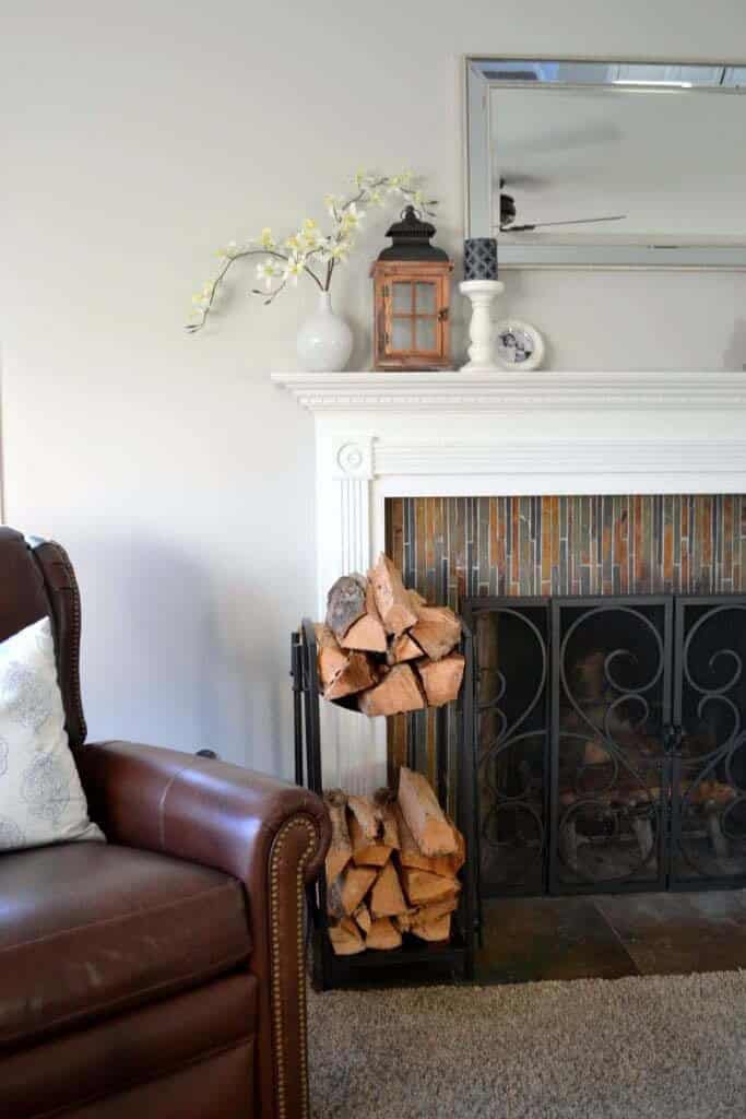 Colorful DIY Fireplace Makeover with Striped Tiles