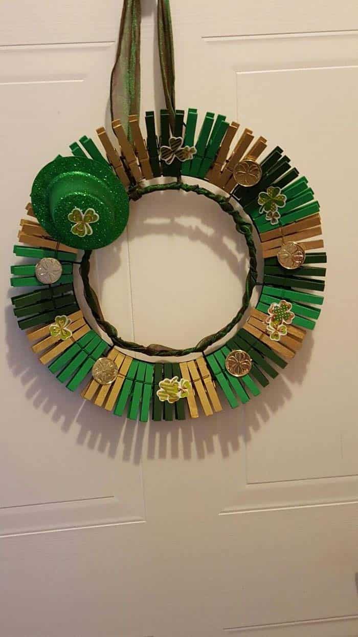 Celebrate St. Patrick’s Day with a Clothespin Wreath