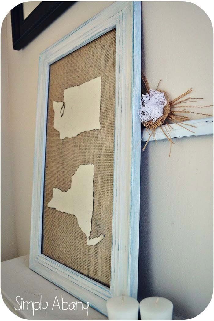 Create a Rustic Atmosphere with a DIY Burlap Map Wall Art