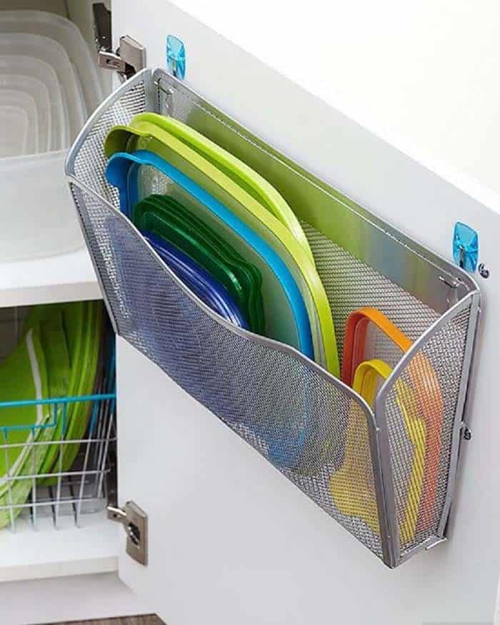 Repurpose File Holders for an Organized Kitchen Cabinet