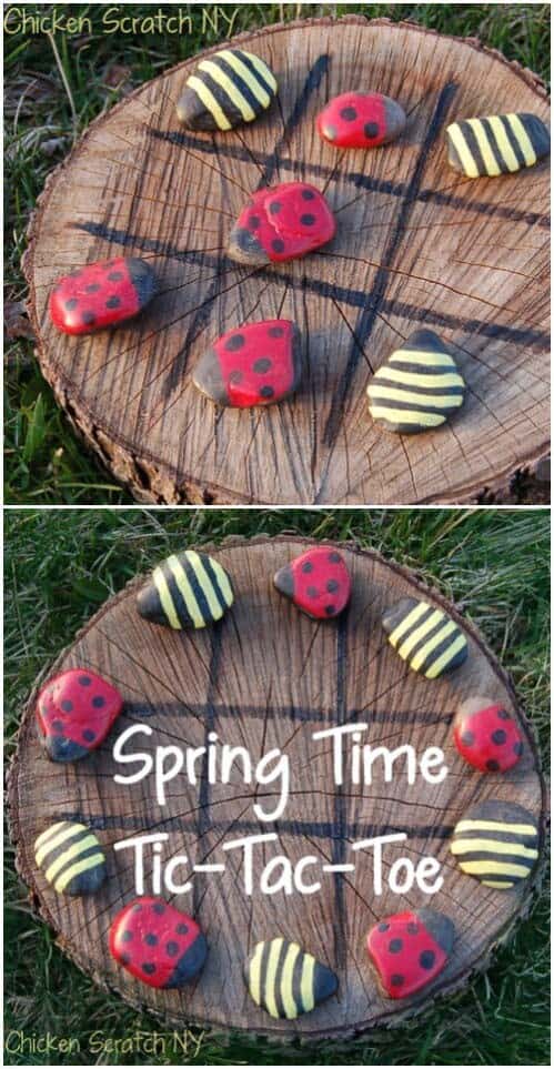 Wood Slice Bug Tic Tac Toe